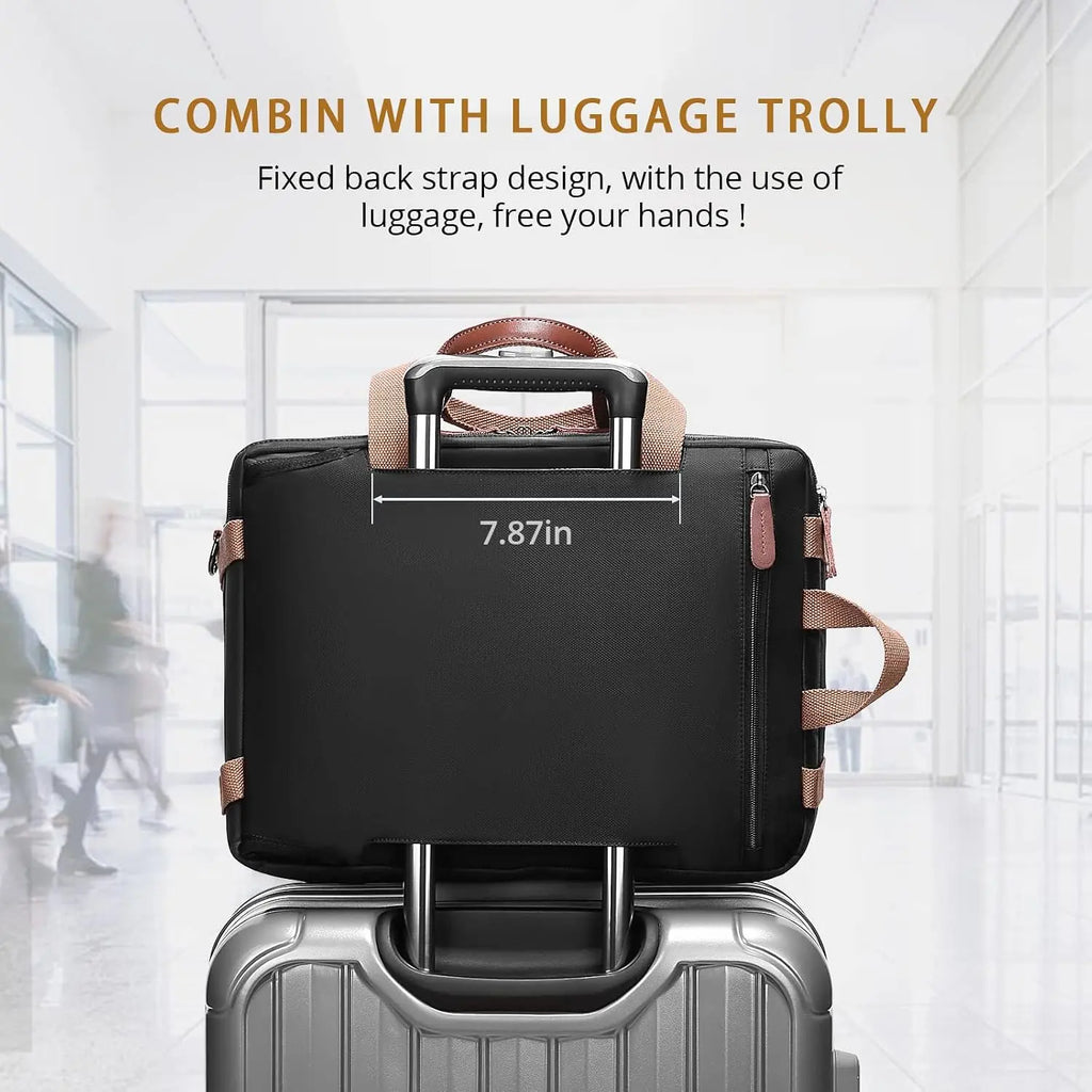 3 in 1 Laptop Bag for Men, 17.3 Inch Work Bags for Men, Laptop Backpack, Briefcases, Messenger Bag, Computer Bags for Laptops for Men Women, Black