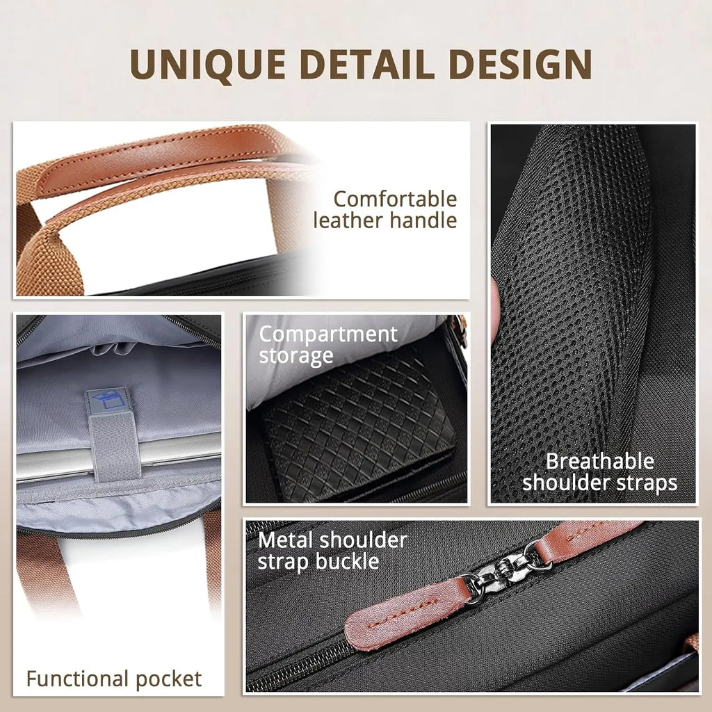 3 in 1 Laptop Bag for Men, 17.3 Inch Work Bags for Men, Laptop Backpack, Briefcases, Messenger Bag, Computer Bags for Laptops for Men Women, Black