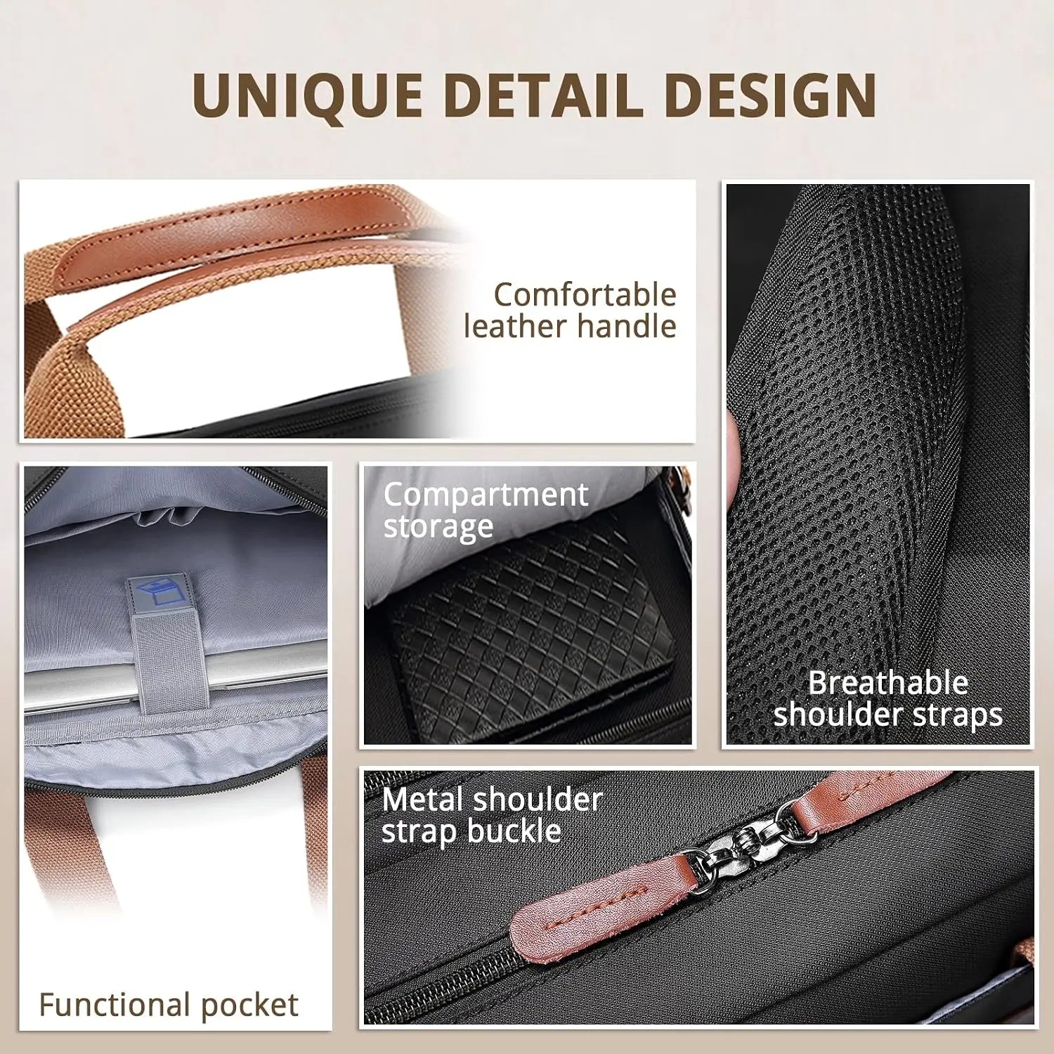 3 in 1 Laptop Bag for Men, 17.3 Inch Work Bags for Men, Laptop Backpack, Briefcases, Messenger Bag, Computer Bags for Laptops for Men Women, Black