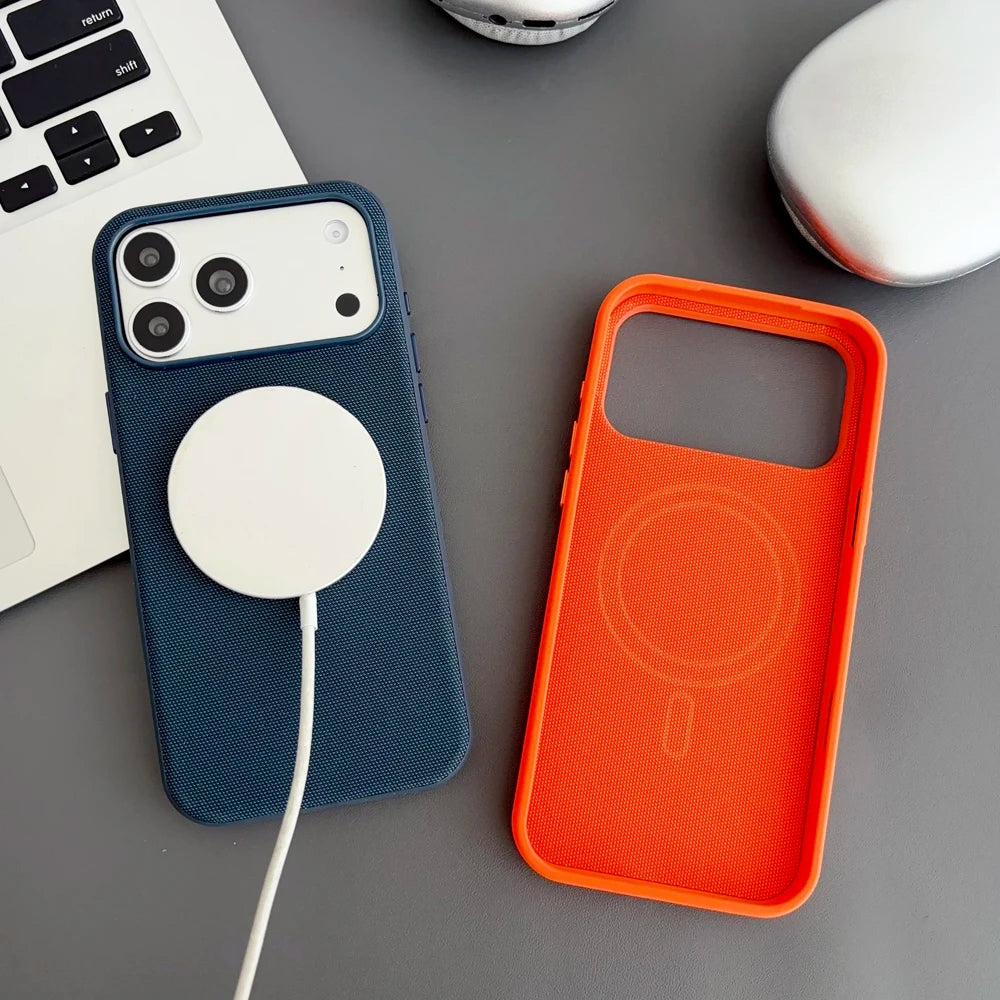 Magnetic Techwoven Case for Iphone 18 17 Pro Max 16 15 14 plus for Magsafe Wireless Charging Technology Woven Shockproof Cover