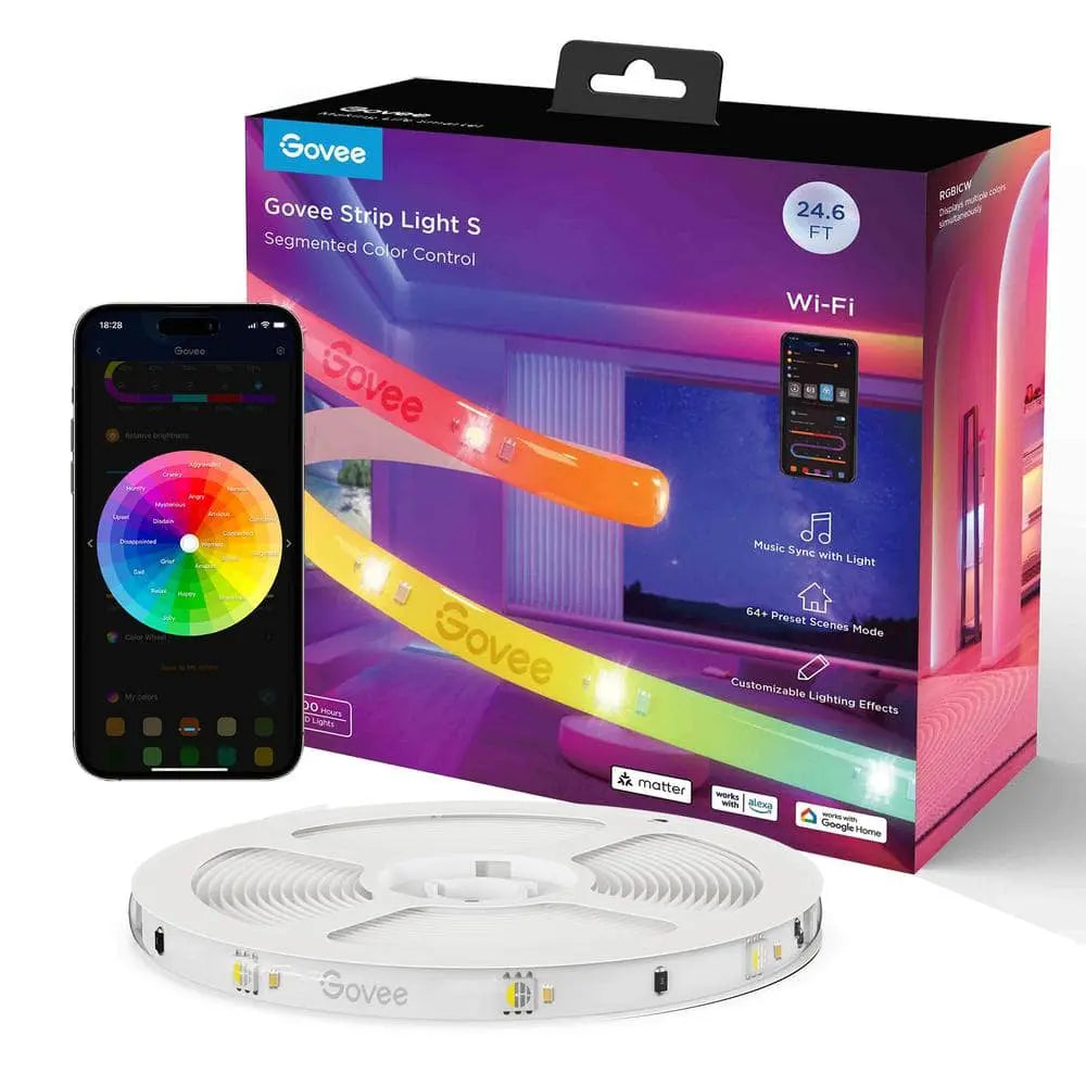RGBICW 24.6 Ft. Smart Plug-In Dimmable Uncuttable Color-Changing Integrated LED Strip Light (1-Pack)