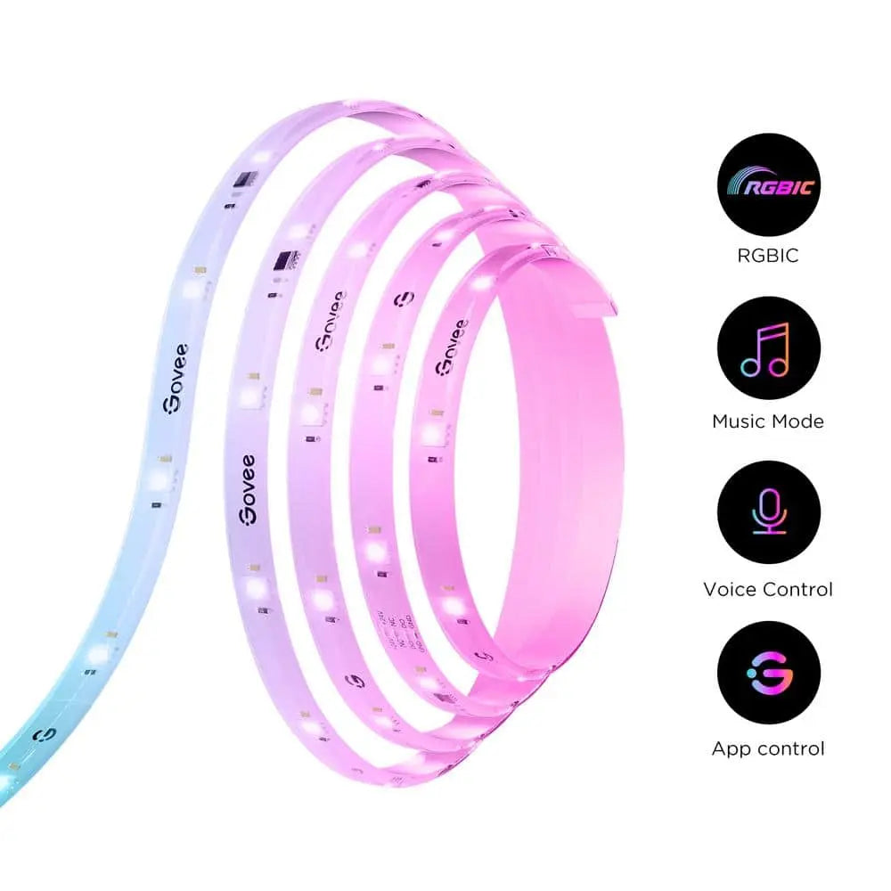 RGBICW 24.6 Ft. Smart Plug-In Dimmable Uncuttable Color-Changing Integrated LED Strip Light (1-Pack)